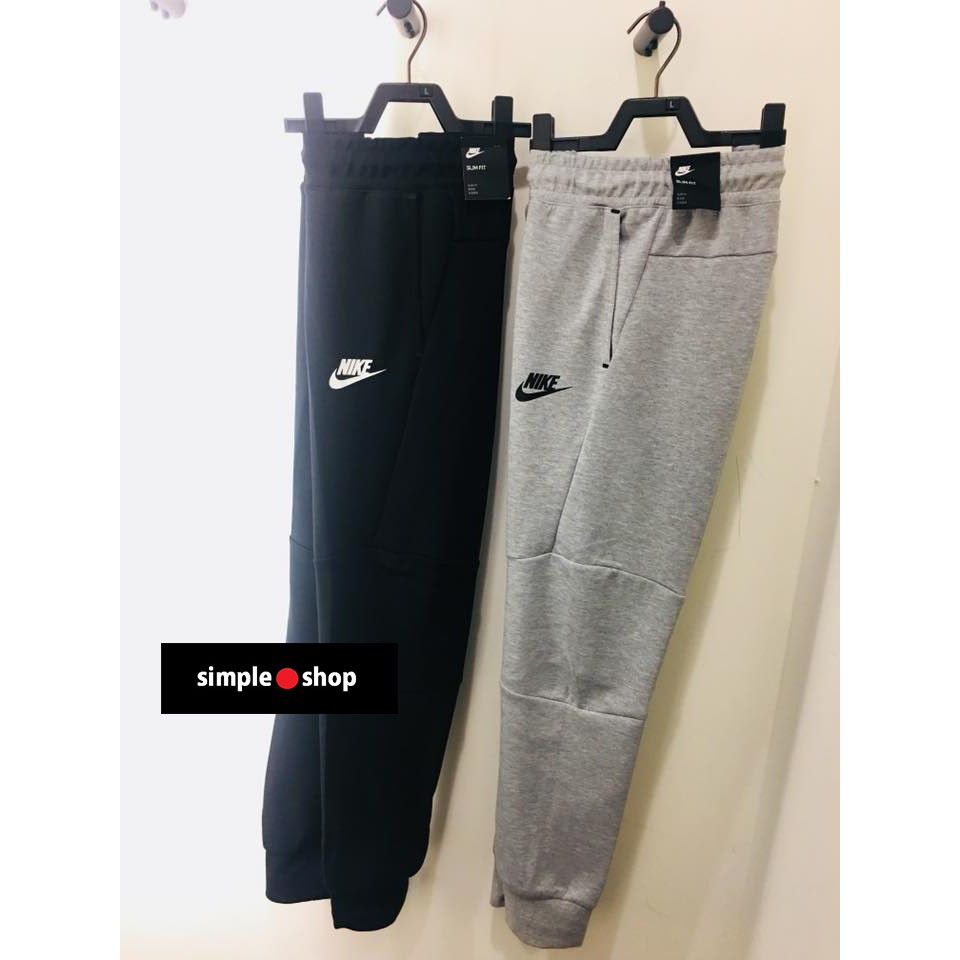 【Simple Shop】現貨 NIKE LOGO 縮口長褲 科技綿 棉褲 NIKE長褲 大童款 成人可穿 AH0870