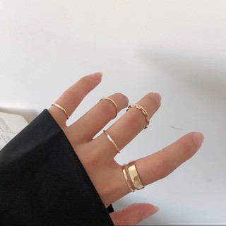 ECLARE&MIEL-簡約龐克風鎖鏈指環七件組戒指(二色)【ARN0017】飾品 女生 百搭 歐美 造型戒指