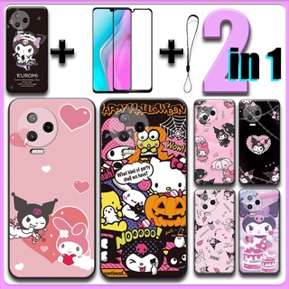 2 合 1 適用於 Infinix Note 12 Pro 4G 手機殼帶鋼化玻璃陶瓷螢幕保護膜 Kuromi