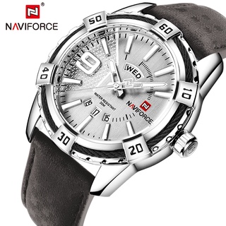 Naviforce 男士手錶時尚石英皮革錶帶手錶軍用防水運動日期時鐘