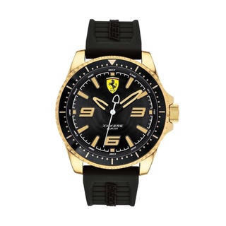 【Ferrari 法拉利】FORZA賽車胎紋面盤設計簡約橡膠腕錶-耀眼金/FA0830485/台灣總代理公司貨享兩年保固