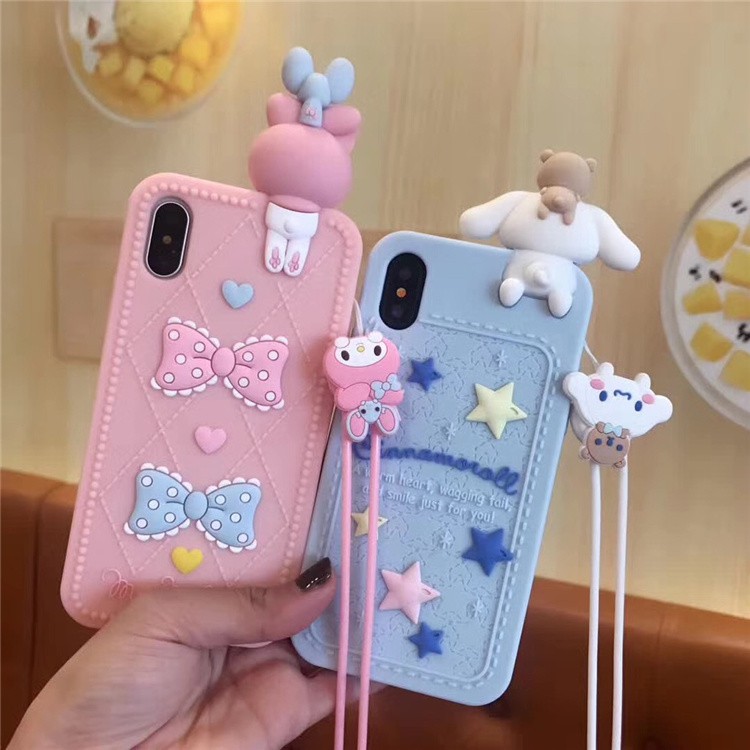 現貨 三麗鷗Sanrio 凱蒂貓 大耳狗 美樂蒂 酷企鵝 矽膠軟殼 I7/I8 I6/6s Plus 趴趴手機殼 送掛繩