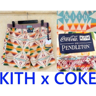 BLACK全新PENDLETON x KITH x COCA COLA民族風COKE海灘褲/尼龍運動短褲