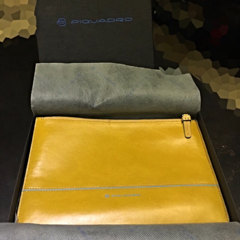 PIQUADRO Multipurpose Case Blue Square 義大利時尚品牌 小牛皮多功能收納包