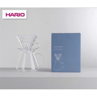 HARIO Simply V60簡約玻璃手沖壺組600ml 2-4人份日本製附濾紙40入日本製 S-VGBK-02-T)