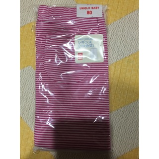 Uniqlo 80cm/11kg 粉橫條紋10分丈褲子 全新 東京帶回