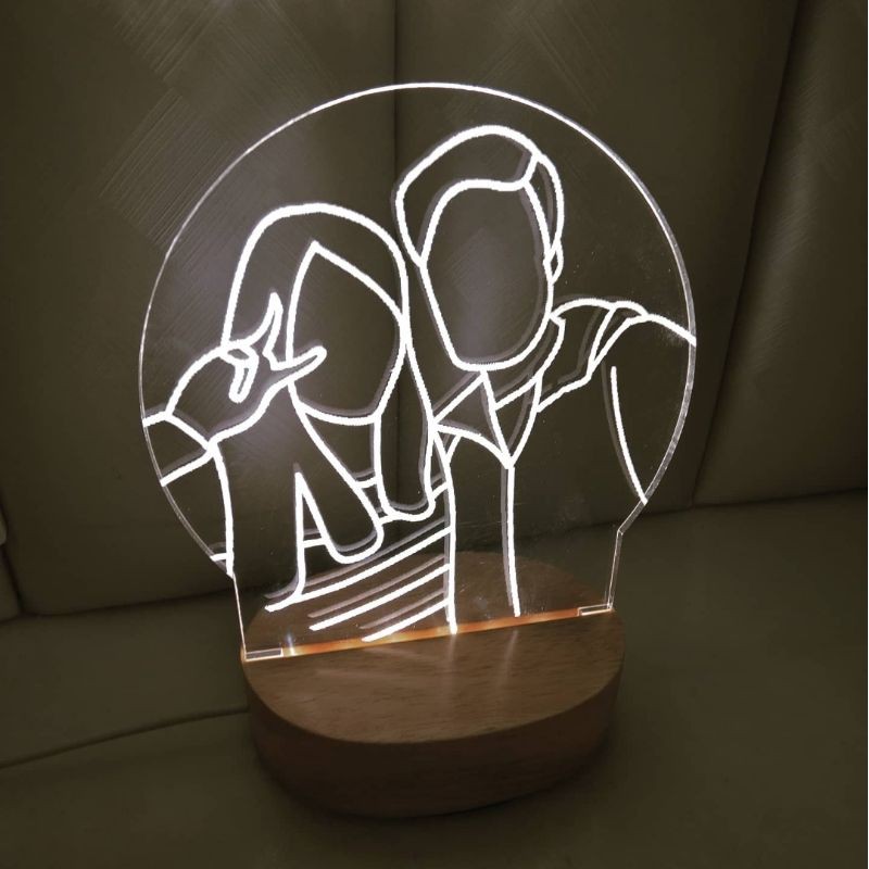 Ohni客製化夜燈真人圖像照片婚紗diy定制實木刻字led夜燈3d耶誕禮物情侶生日客製化小夜燈 蝦皮購物