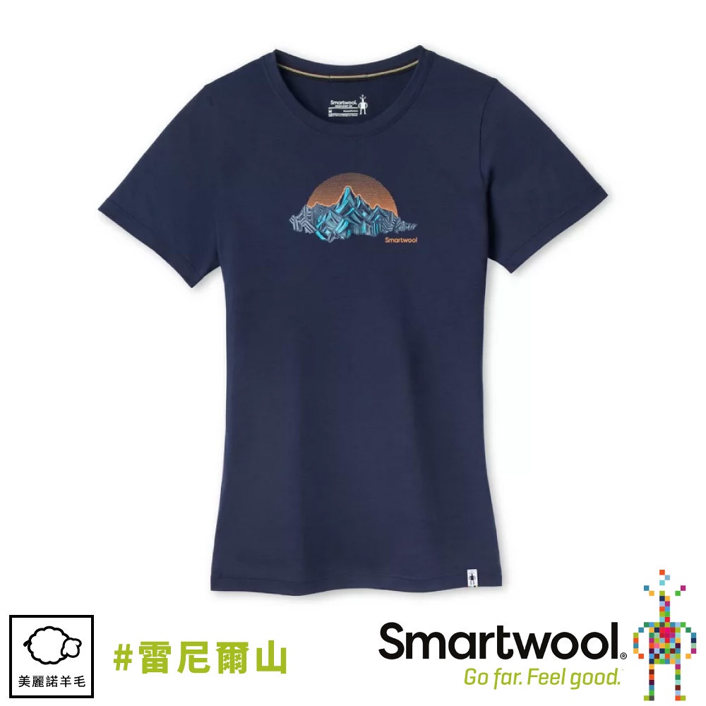 【SmartWool 美國 女 Merino Sport 150 塗鴉短袖T恤《雷尼爾山深海軍藍》】SW011508