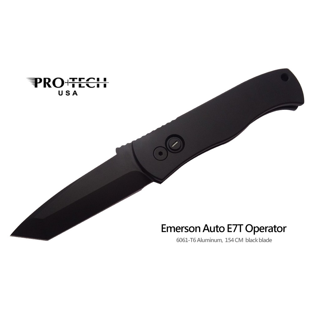 PROTECH CQC-7 E7T Operator Tanto刃黑鋁柄按鈕鑲氚管彈簧刀