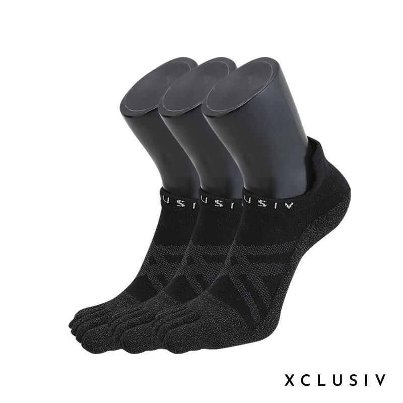 【XCLUSIV】照護五趾船型襪(黑/灰)三入組