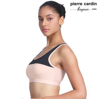 【pierre cardin 皮爾卡登女性內衣】拼接式U型無鋼圈運動內衣 (單件-BLK黑膚)-201-1047C