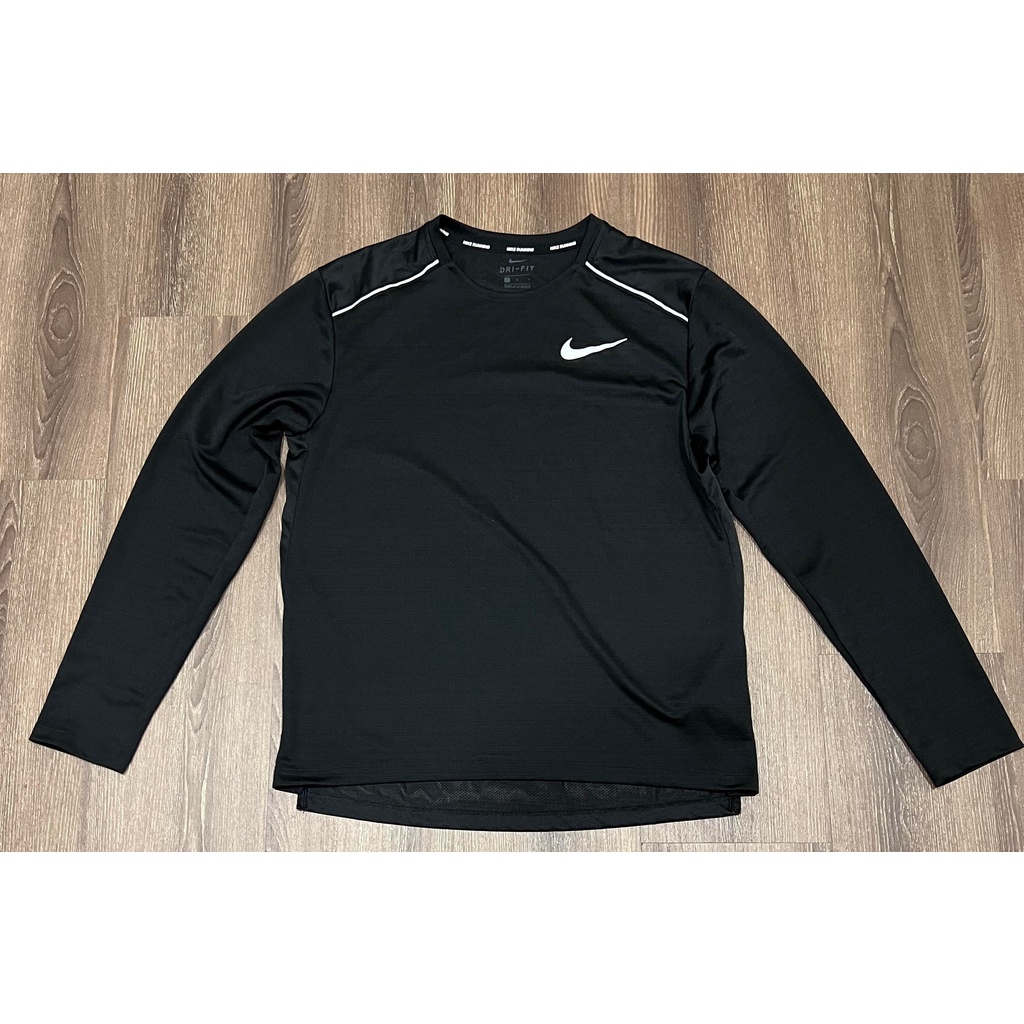Nike Running DRI-FIT 排汗薄長袖 反光 黑色 L號