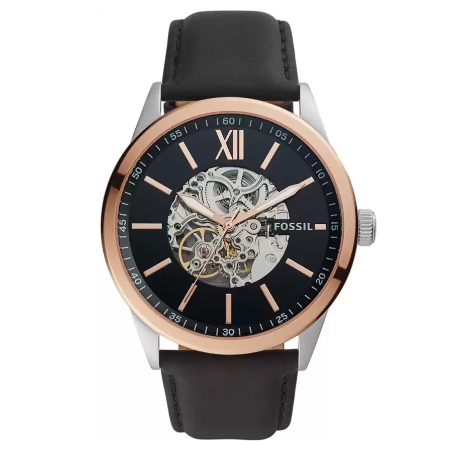 FOSSIL 鏤空機械錶 48mm 男錶 手錶 腕錶 BQ2383 黑色真皮錶帶(現貨)