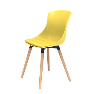 (組合) 特力屋 萊特塑鋼椅 櫸木腳架40mm/黃椅背/黃座墊