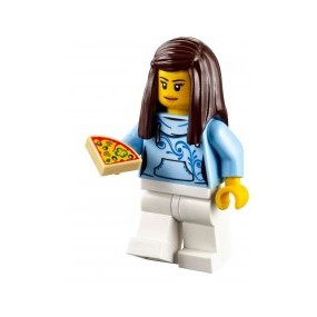 LEGO 樂高 City 城市系列 場景 街景 搭配 人偶 路人 微笑 女性 咖啡色 直長髮 含披薩片 (60150)
