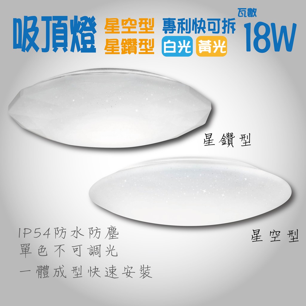 18W 星空型 LED吸頂燈 台灣品牌 IP54  不怕水氣 防鏽 防蟲 快速安裝 有發票