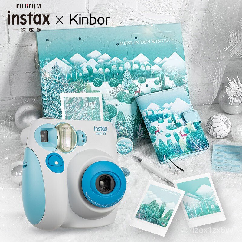 富士instax立拍立得 一次成像相機 mini7S 夏日藍&amp;kinbor周計劃手賬禮盒
