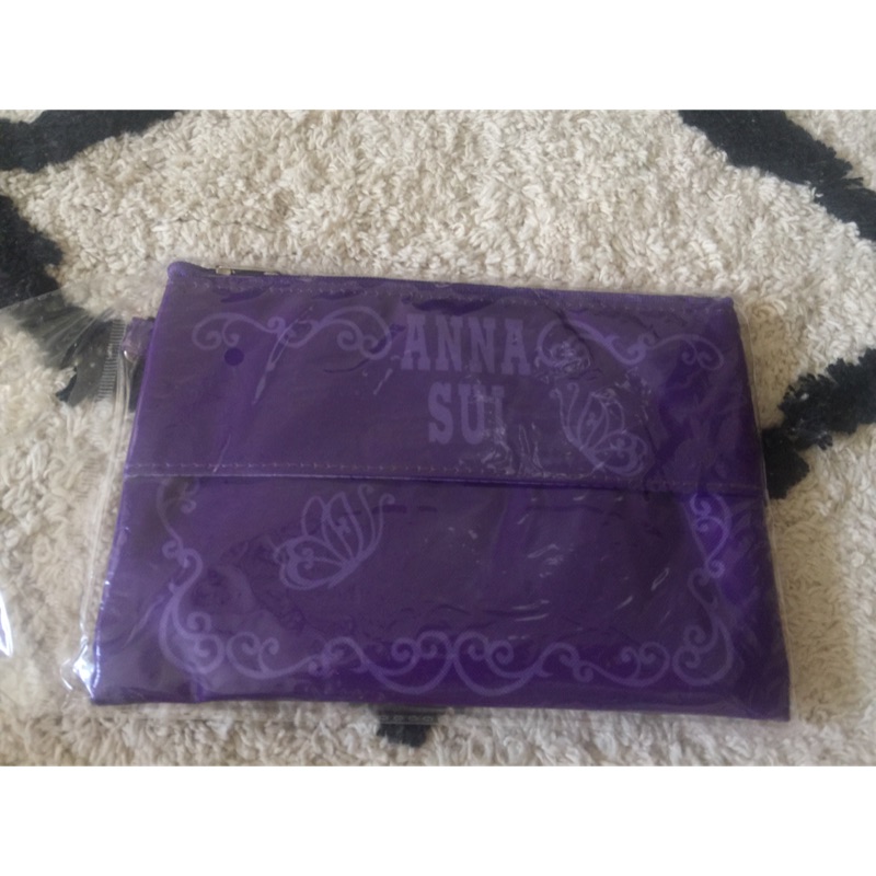 ANNA SUI 紫色 化妝包+票卡夾