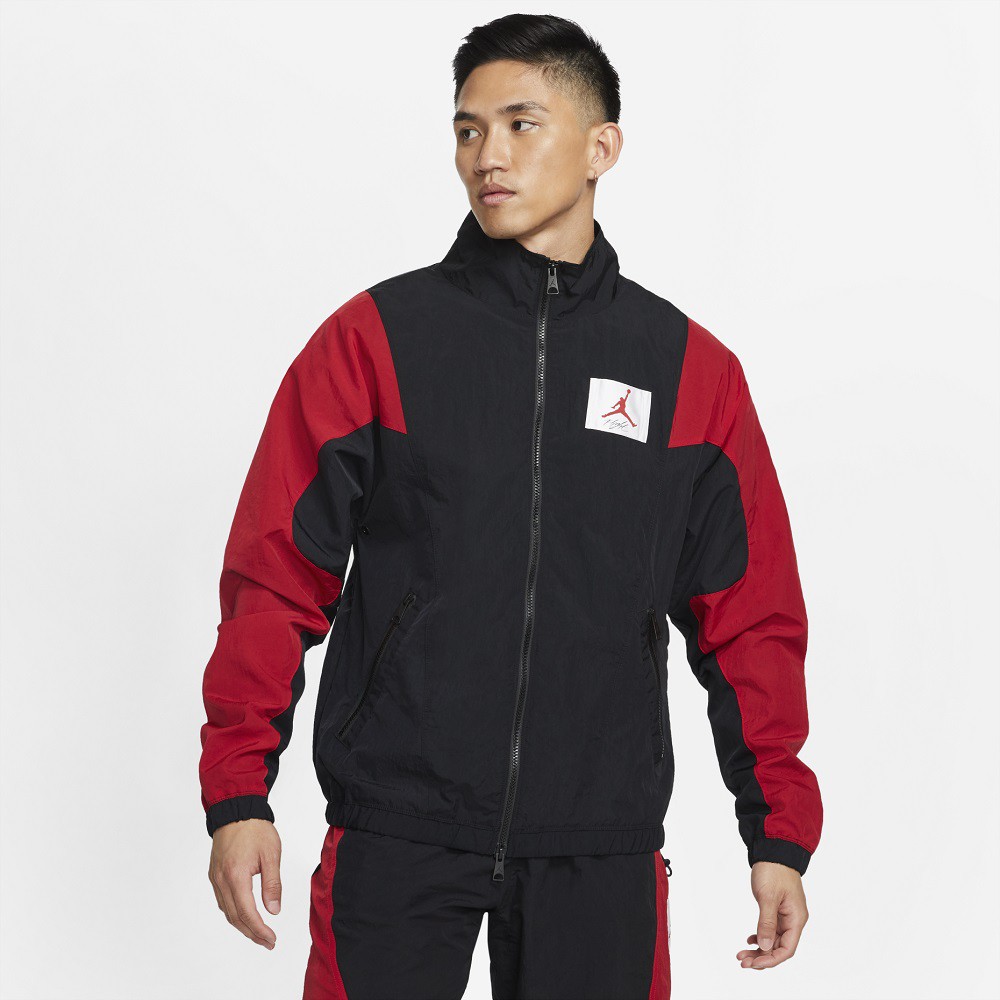 NIKE風衣外套 JORDAN M J FLT SUIT JKT 男款黑紅色立領防風運動外套 NO.CV3151010