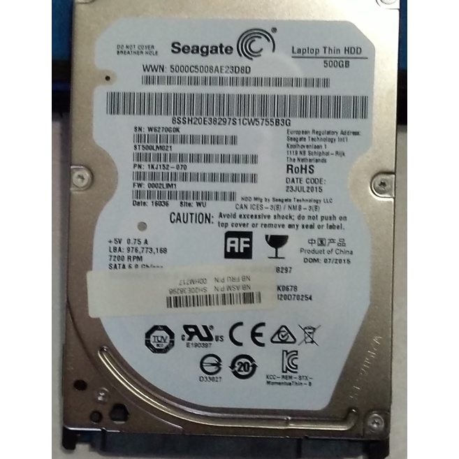 Seagate ST500LM021 500GB 7mm SATA2 2.5吋硬碟 替換磁區