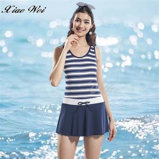 ☆小薇的店☆MIT泳之美品牌【亮麗藍白條紋】時尚連身裙泳裝特價690元NO.8391(S-2L)