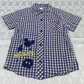 兒童衣 男童 格紋米奇短袖上衣 短袖襯衫 麗嬰房 Disney 米奇 Mickey Mouse 4歲 110 九成新