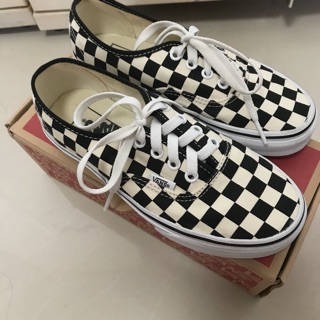 Vans 黑白棋盤格 黑白綁帶滑板鞋 authentic old school era