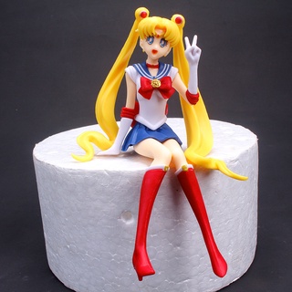 13cm 卡通動漫美少女戰士 Tsukino Usagi 坐姿可動人偶玩具娃娃蛋糕裝飾收藏模型禮物兒童玩具