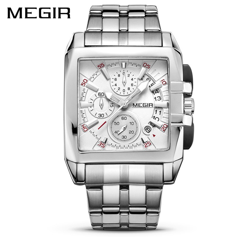 MEGIR 豪華設計 男士奢侈品牌手錶 計時碼錶 商務 真三眼 多功能 休閒防水