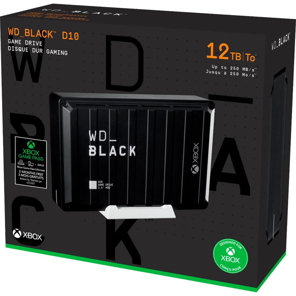 【查理之家】全新WD BLACK D10 Game Drive 12TB3.5吋外接黑標硬碟 送XBOXgamePass