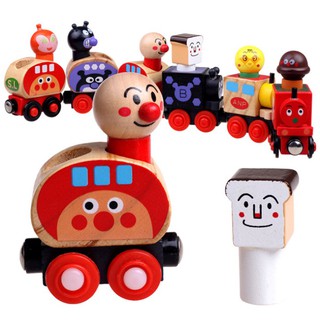 麵包超人 磁性小火車 木頭玩具 拆裝玩具 一組六個