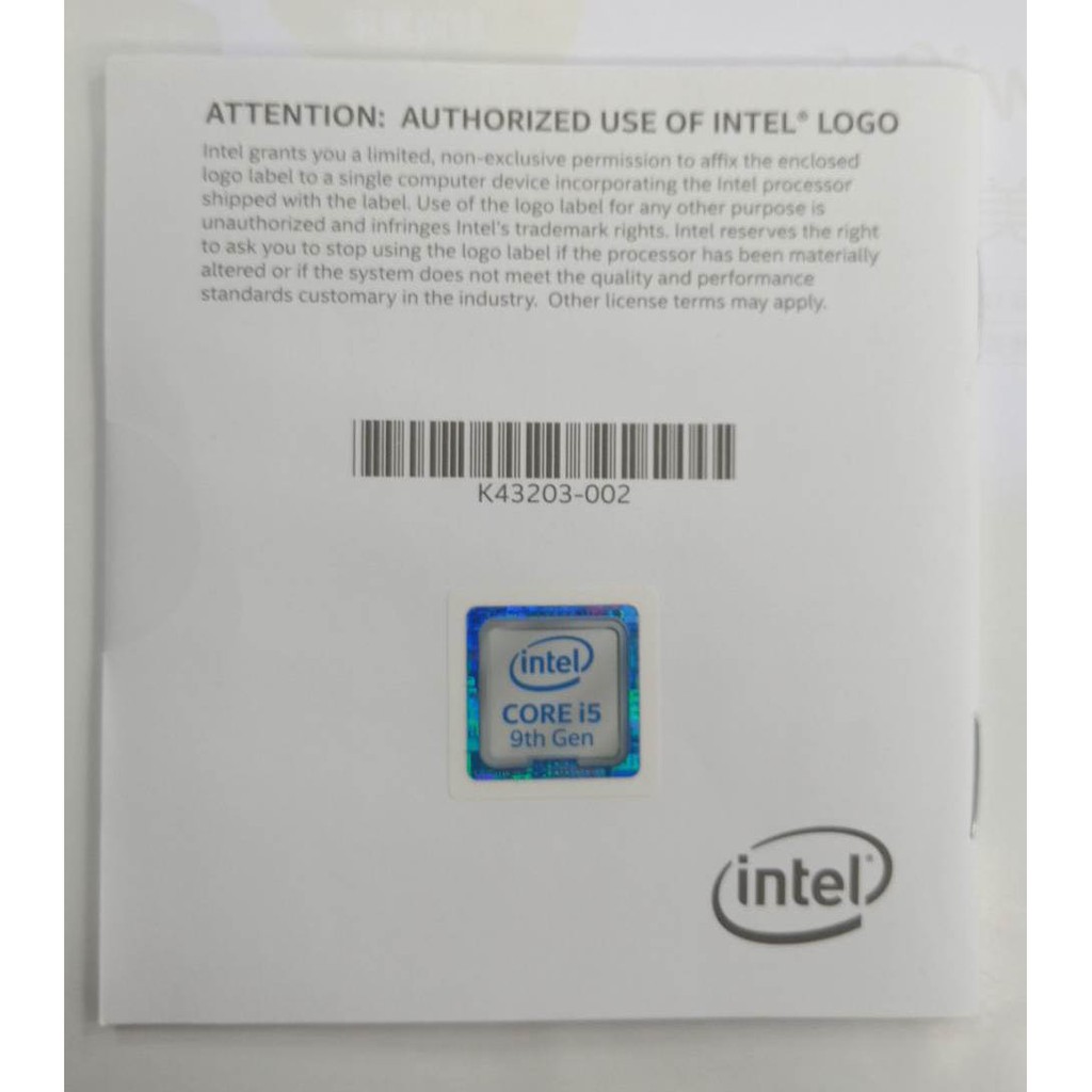 ~Intel 貼紙+說明書 i3 i5 i7 pentium 貼紙 另有8/9/10代 英代爾信仰貼紙 12 13th