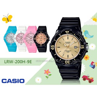 國隆 CASIO手錶專賣店 LRW-200H-9E 小巧指針錶 橡膠錶帶 金面 防水100米 LRW-200H
