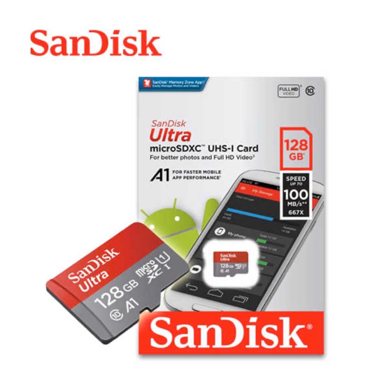 免運中SANDISK Ultra 128G microSDXC C10 A1 UHS-I 傳輸速度100MB/s記憶卡