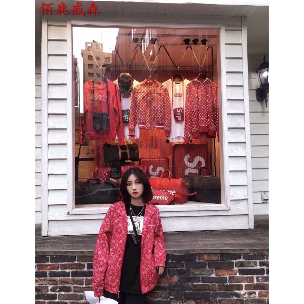 north face supreme jacket red bandana