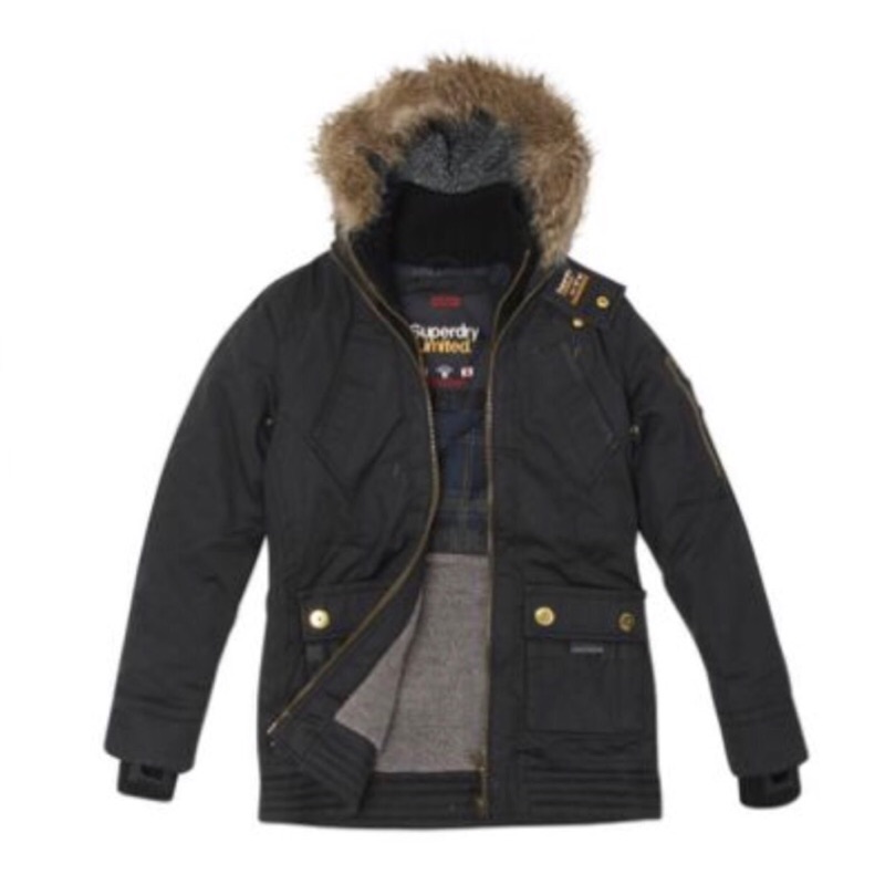 ［大特價］英國購入正品🇬🇧Superdry極度乾燥限量黑標男生黑色冬天大衣/夾克/外套