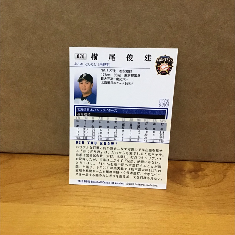 現貨日職球員卡58號橫尾俊建特價50元 蝦皮購物