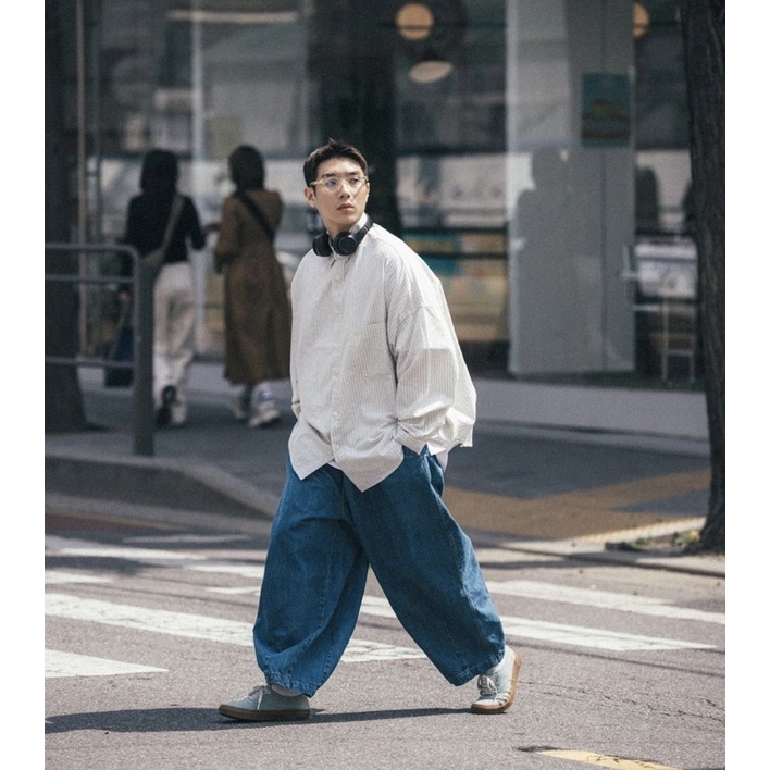 《E-fact》現貨ANGLAN🔥 寬鬆 cityboy 條紋 襯衫 韓國代購-2color