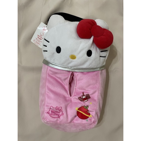 全新現貨 日本三麗鷗Sanrio凱蒂貓Hello Kitty 細絨毛面紙盒 可放車上 毛絨娃娃 汽車紙巾盒