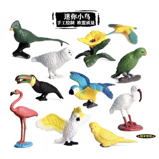 🍁（17款）迷你模擬 飛禽 鳥類 火烈鳥 鸚鵡 巨嘴鳥 蜂鳥 小鳥 雪鶚 鳥 動物模型 兒童玩具 公仔 SPG 隨草憶境