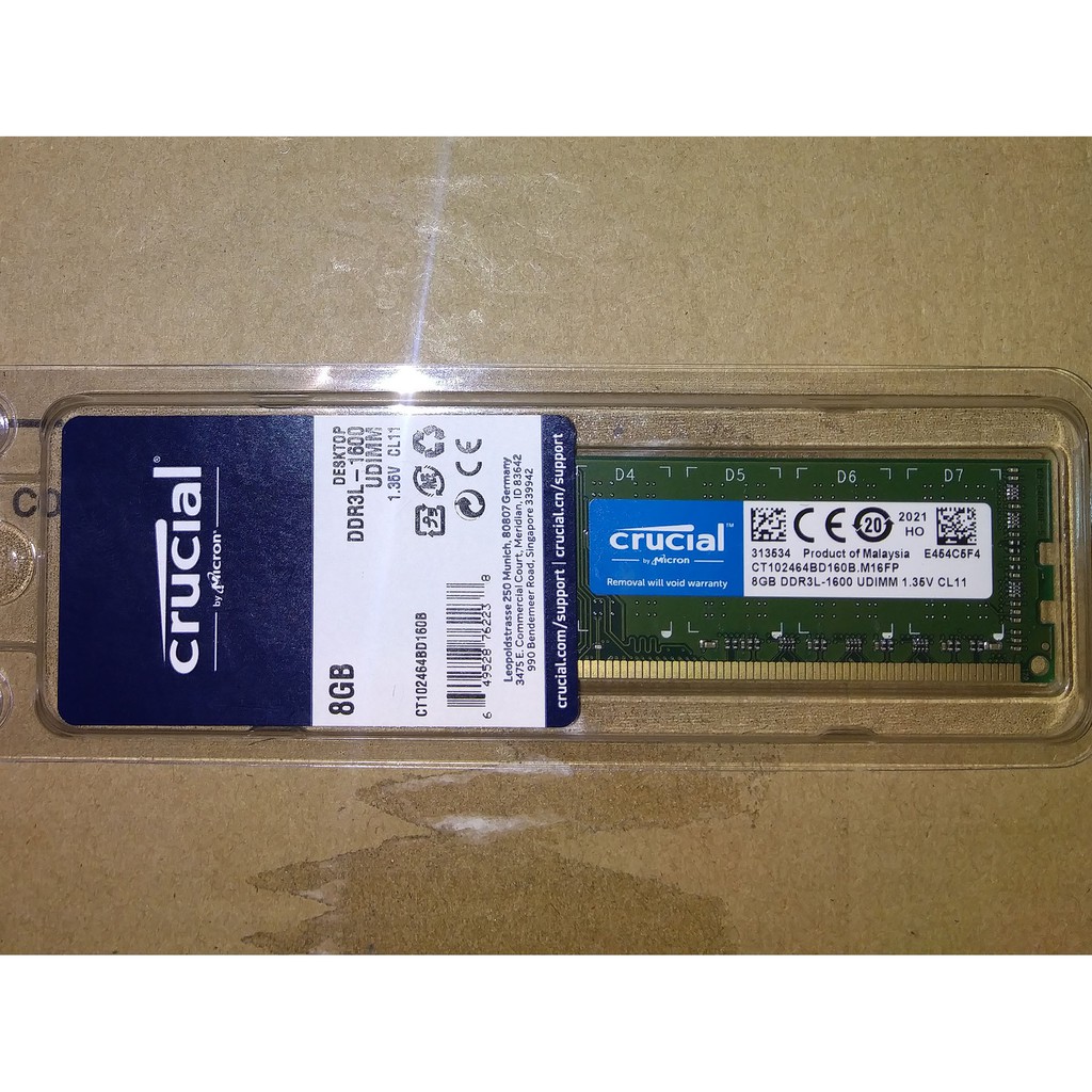 美光 Micron DDR3L 1600 8G 雙面低電壓 桌上型記憶體 DDR3 8GB CT102464BD160B