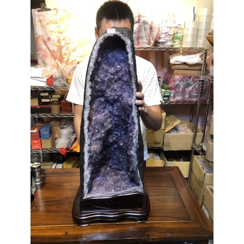 【心樂坊❤️40.46公斤🎁】巴西紫晶洞 官帽 大財庫 晶洞 木型晶洞 風水財庫 風水擺飾