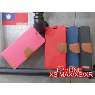 I PHONE XS MAX/XS/XR 典藏款斜紋皮套 塑膠板心-高品質-超耐用 可當手機支架