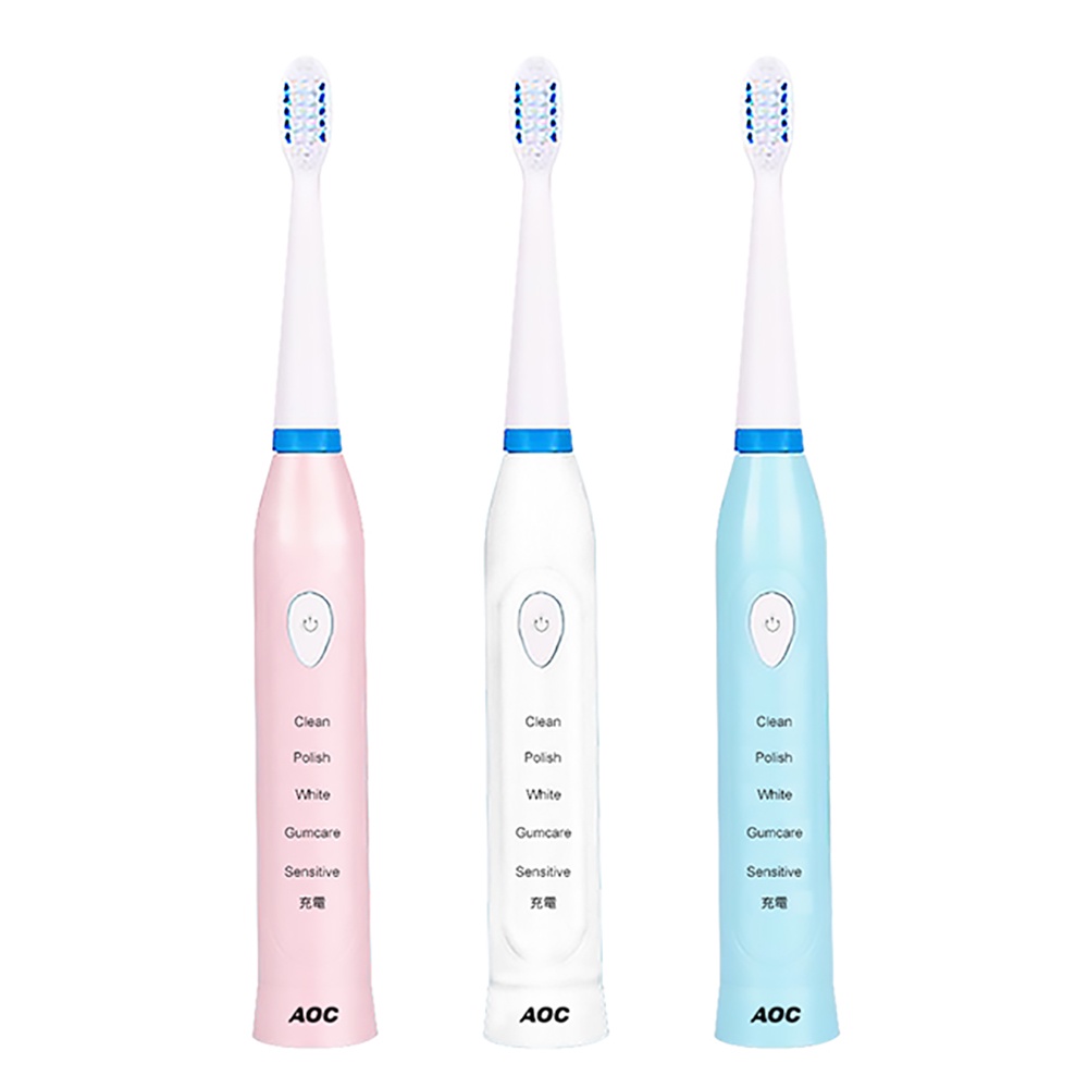 【AOC 艾德蒙】聲波五段式電動牙刷/附贈4個刷頭/白色/藍色/粉色(S0073)/防水/充電式聲波牙刷/電動牙刷