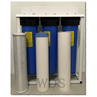 (WDS)全戶水塔過濾器-20吋大胖高效能三道式淨水器-烤漆腳架型(非組合式,焊接一體型).含3道濾心.樹酯可反洗還原
