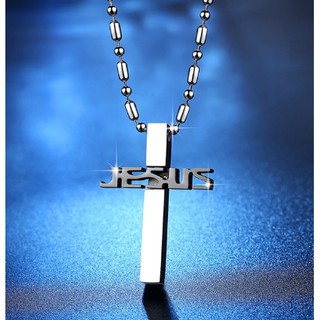 白鋼項鍊 Jesus十字架項鍊 黑色 女項鍊/男項鍊/鋼項鍊