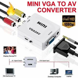 Vga 到 AV 迷你轉換器 Scaler 適配器支持 1080P VGA2AV 轉換器 PC 到電視高清電腦到電視