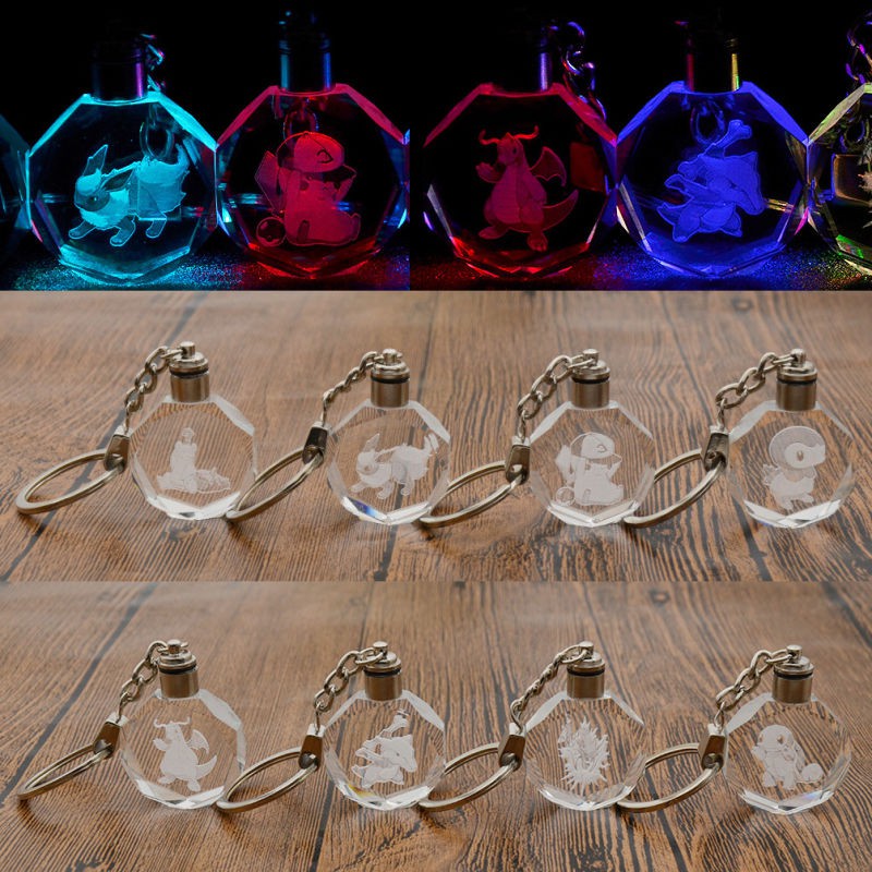 寵物小精靈go Pikachu 鑰匙圈led 發光吊墜鑰匙扣 19 36 蝦皮購物