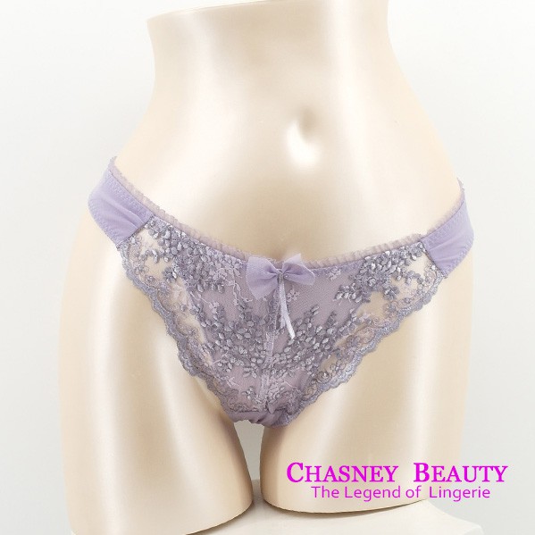 Chasney Beauty矢車菊刺繡丁褲S-L(紫)
