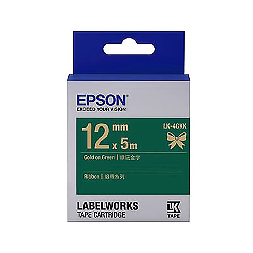 EPSON LK-4GKK標籤帶/ 緞帶系列/ 綠底金字